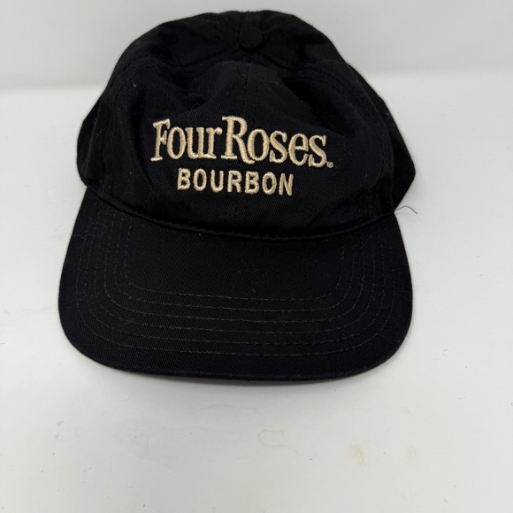 Four Roses Bourbon Black Hat Adult Strapback Embroidered Baseball Dad Cap - Picture 1 of 5